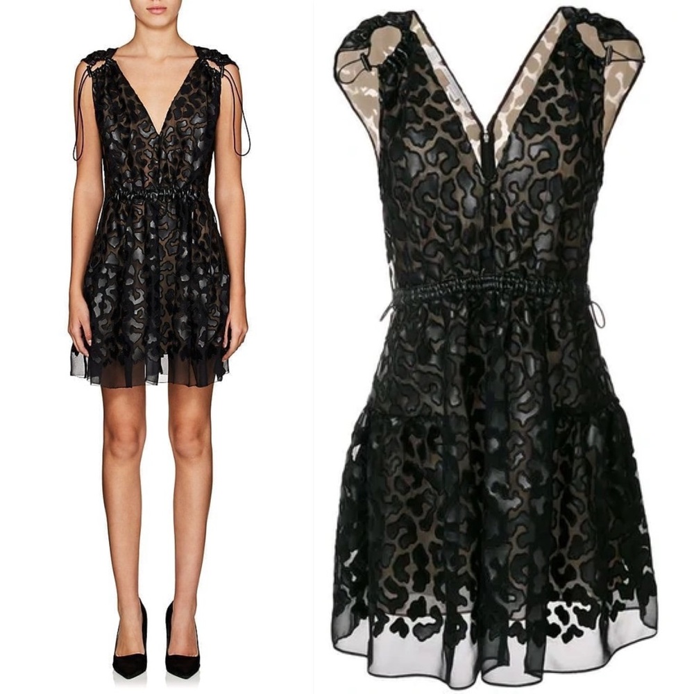 EUC STELLA MCCARTNEY Faux-Leather & Organdy Mini Black Dress $2,380 XS